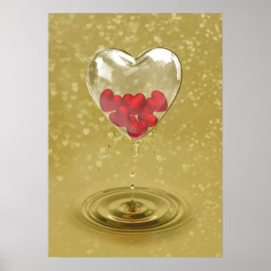 Poster Design de coeur en verre romantique