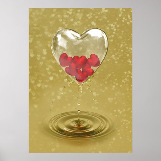 Poster Design de coeur en verre romantique (Devant)