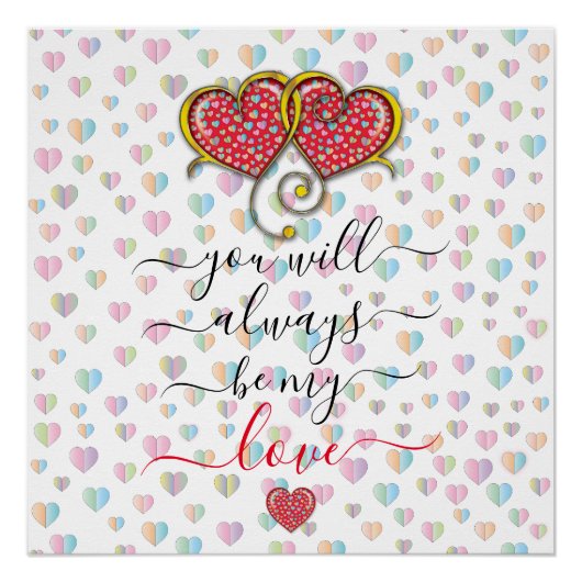 Poster Design de cœurs entrelacés élégant pour la Saint-V (Devant)