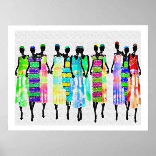 Poster Design de crayon couleur pour femmes africaines (Devant)