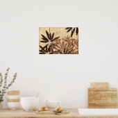 Poster Design de crayon floral avec Feuilles tawny (Cuisine)