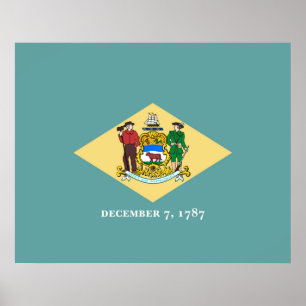 Poster Design de drapeau d'état du Delaware