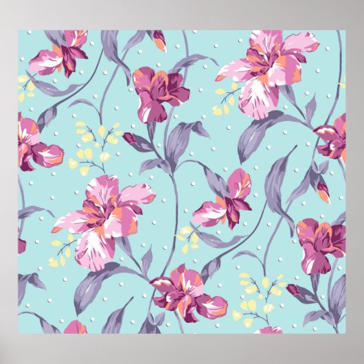 Poster design de fleur illustration textile art, arrière  (Devant)
