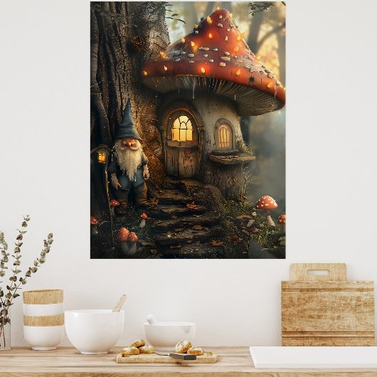 Poster Design de gnome et de champignon (Cuisine)