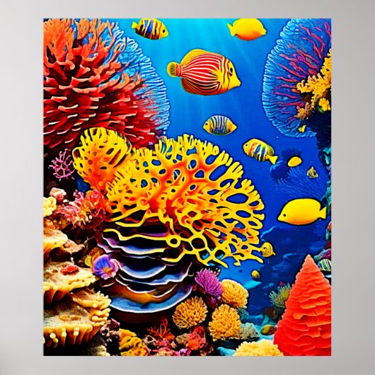 Poster Design de jardin de corail sous-marin (Devant)