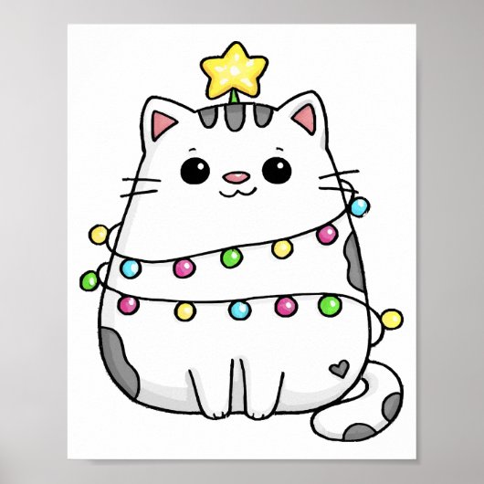 Poster Design de Noël de chat mignon (Devant)