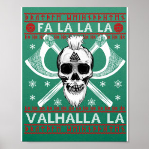 Poster Design de Noël moche Fa-La-La-Valhalla Viking Val