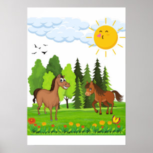Poster Design de petits chevaux pour les enfants