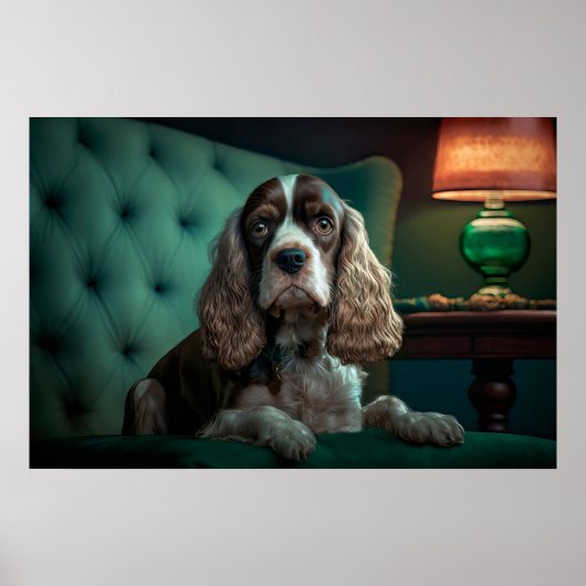 Poster Design de portrait classique de Cocker Spaniel élé (Devant)