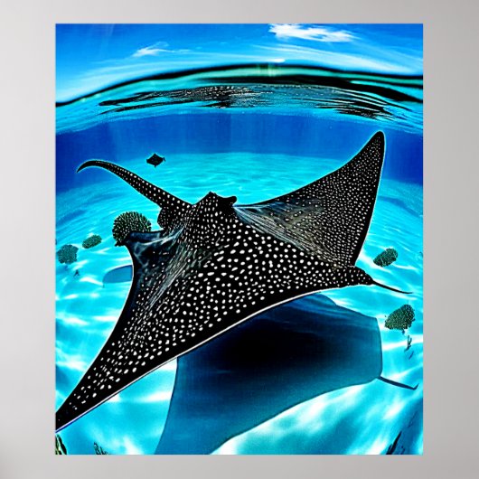 Poster Design de rayons d'aigle sous-marin (Devant)