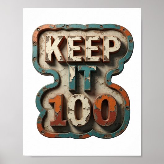 Poster Design de slogan KEEP IT 100 Orange Élégant (Devant)