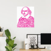 Poster Design de texte rose Shakespeare (Bureau à domicile)