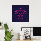 Poster Design de tortue marine rose chaud (Bureau à domicile)
