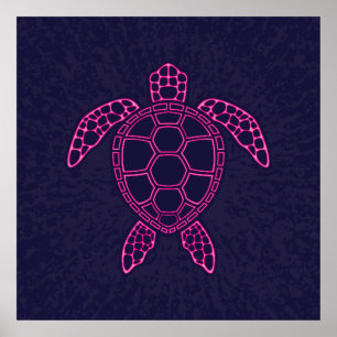 Poster Design de tortue marine rose chaud