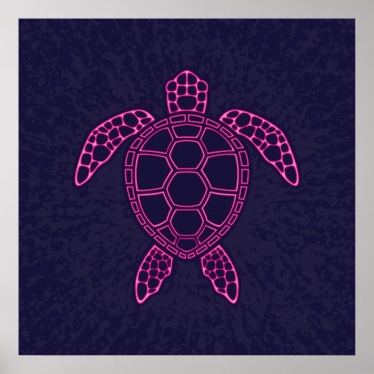 Poster Design de tortue marine rose chaud (Devant)
