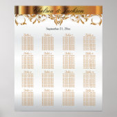 Poster Design d'éléments blanc et or - 16 cartes de siège (Devant)