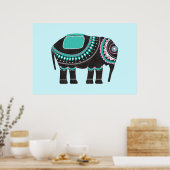 Poster Design d'éléphant orné noir unique, moderne (Cuisine)