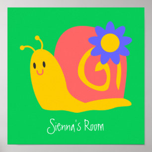 Poster Design d'escargot pour enfants coloré