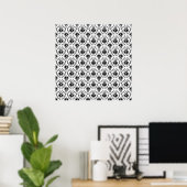 Poster Design élégant Damask, noir et blanc. (Bureau à domicile)