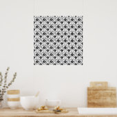 Poster Design élégant Damask, noir et blanc. (Cuisine)