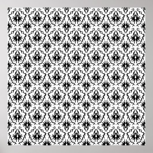 Poster Design élégant Damask, noir et blanc. (Devant)