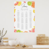 Poster Design élégant de la carte de sièges floraux (Cuisine)