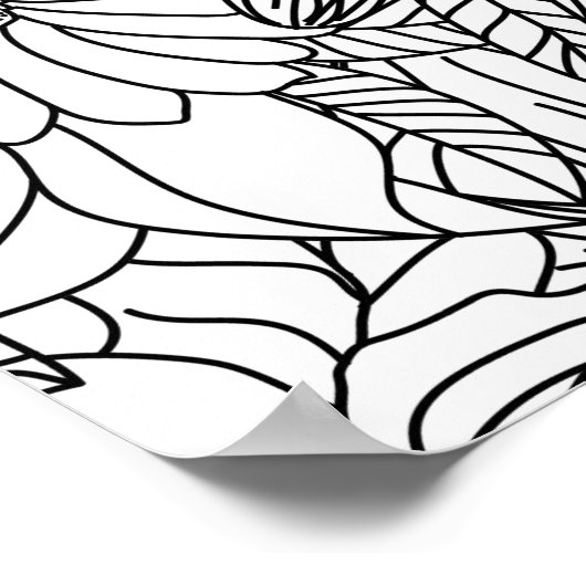 Poster Design élégant Doodé floral à main (Coin)