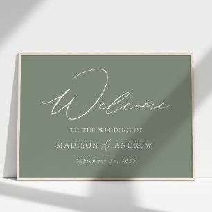Poster Design élégant moderne Sage Green Mariage Bienvenu