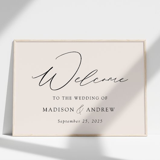 Poster Design élégant Script Design Mariage Bienvenue