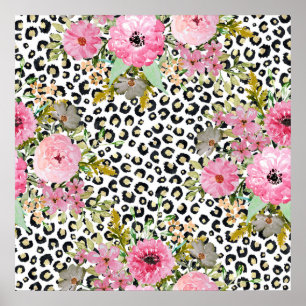 Poster Design empreinte de léopard et floral élégant