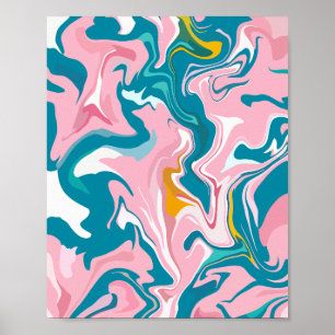 Poster Design en marbre avec rose et Turquoise
