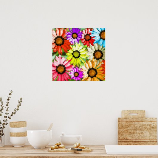 Poster Design fleuri gerbera coloré (Cuisine)