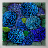 Poster Design floral, Blue Hydrangea Print (Devant)
