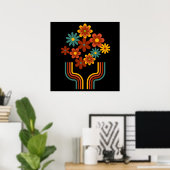 Poster Design floral rétro 24x24 pouces (Bureau à domicile)