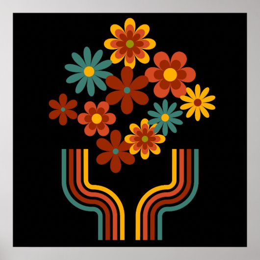 Poster Design floral rétro 24x24 pouces (Devant)