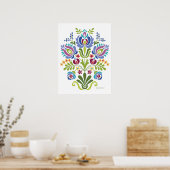 Poster Design folklorique hongrois Fleurs bleues et viole (Cuisine)