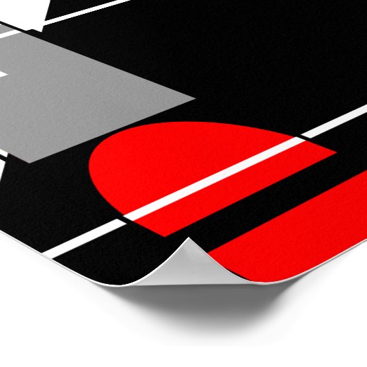 Poster Design géométrique en MCM rouge gris noir blanc (Coin)