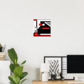 Poster Design géométrique en MCM rouge gris noir blanc (Bureau à domicile)