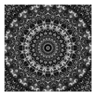 Poster Design géométrique Mandala noir et blanc