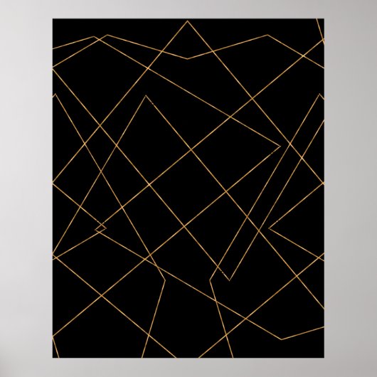 Poster Design géométrique moderne Gold & Black (Devant)