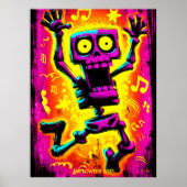 Poster Design Halloween personnalisé Neon Skeleton Retro (Devant)