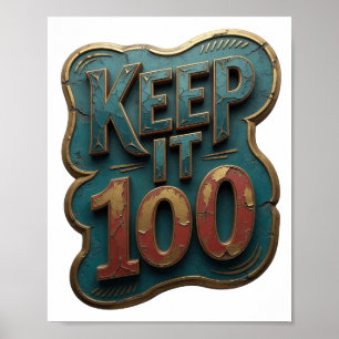 Poster Design Iconique Or KEEP IT 100
