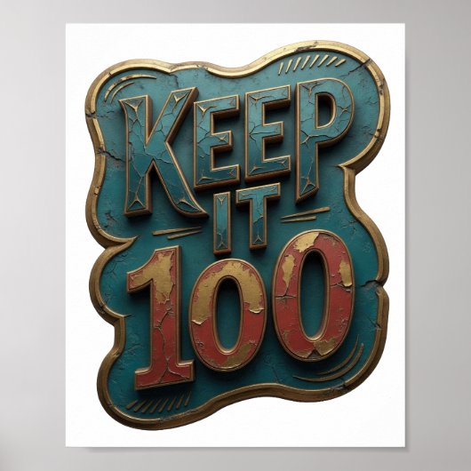 Poster Design Iconique Or KEEP IT 100 (Devant)