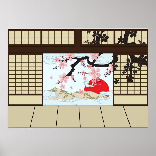 Poster Design japonais - Vue Shoji (Devant)