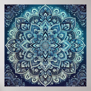 Poster Design Mandala dégradé bleu