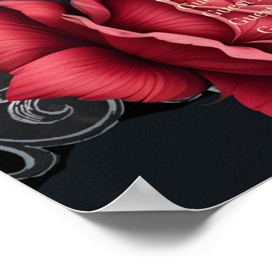 Poster Design mariage gothique foncé avec crânes (Coin)