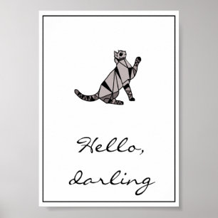 Poster Design moderne Black Graphisme Chat et Script
