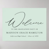 Poster Design moderne Mint Green Welcome Graduation Party (Devant)