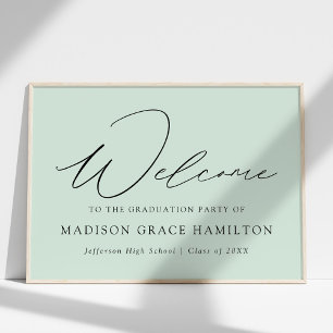 Poster Design moderne Mint Green Welcome Graduation Party