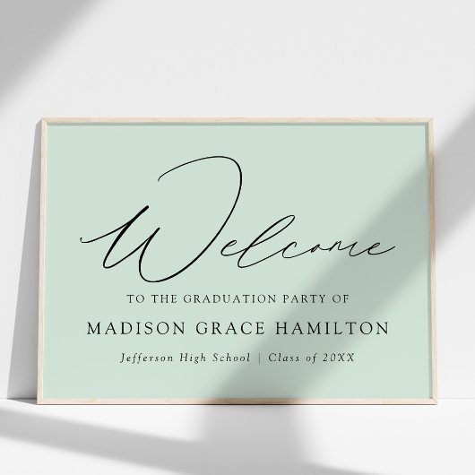Poster Design moderne Mint Green Welcome Graduation Party